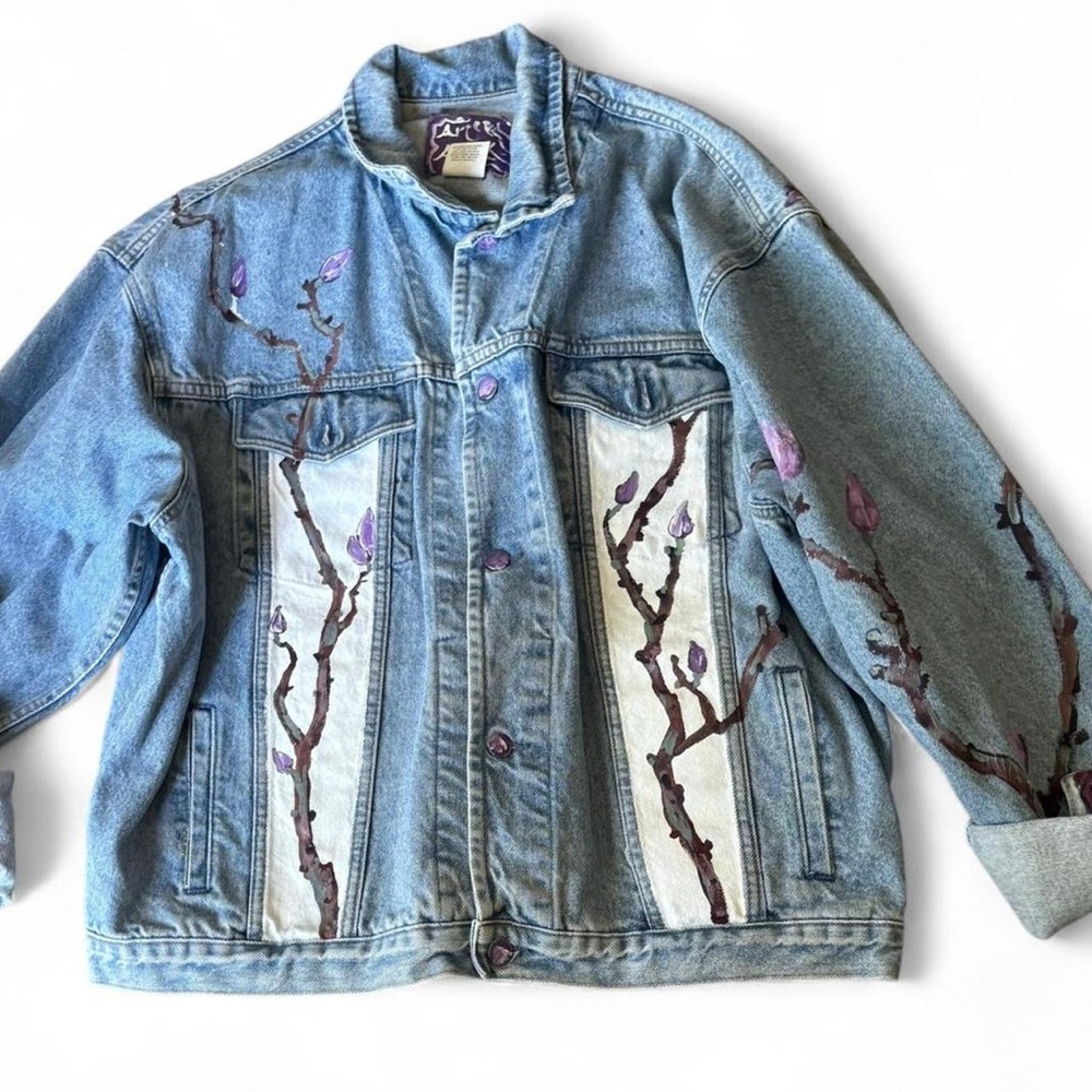 Hand-painted Spring time Jean Jacket
